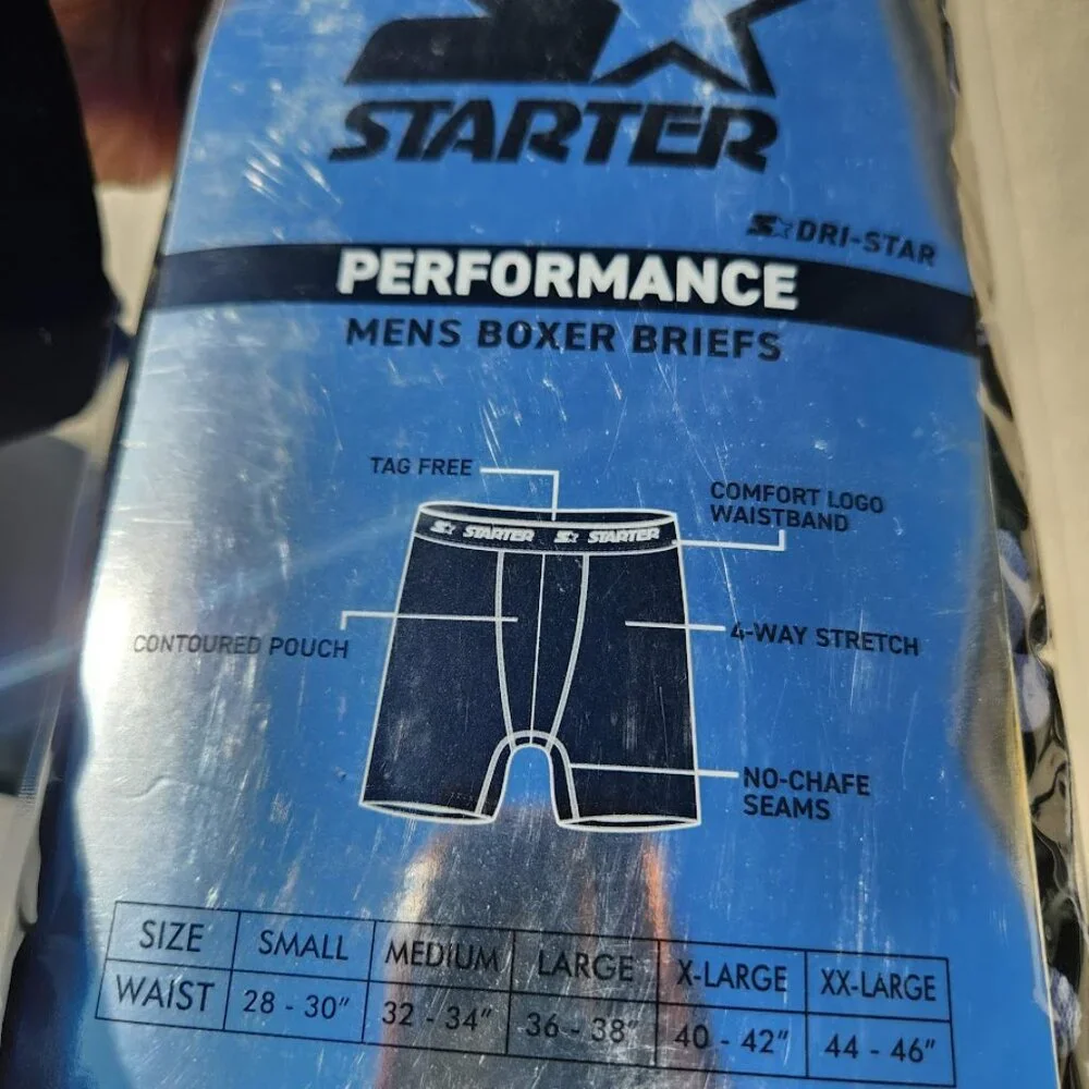 NEW Starter Men’s Active Performance Boxer Briefs Underwear 6 Pack Set of 6 S Si